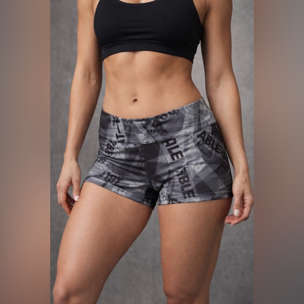 Reebok RC Chase Bootie CrossFit Speedwick Black and Gray Athletic Shorts